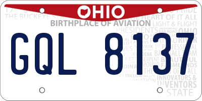 OH license plate GQL8137