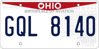 OH license plate GQL8140