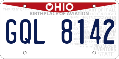 OH license plate GQL8142