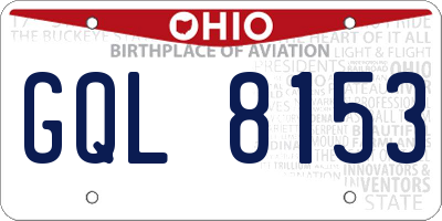 OH license plate GQL8153