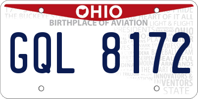 OH license plate GQL8172