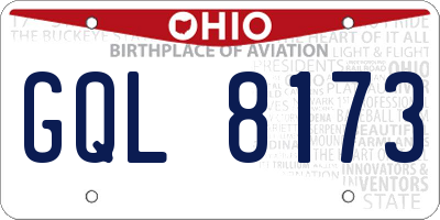 OH license plate GQL8173