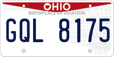 OH license plate GQL8175