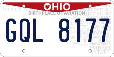OH license plate GQL8177