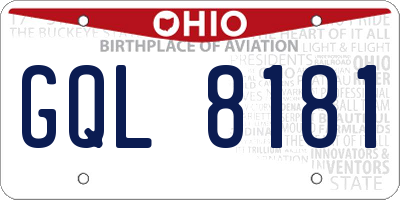 OH license plate GQL8181