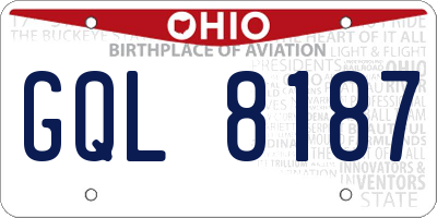 OH license plate GQL8187