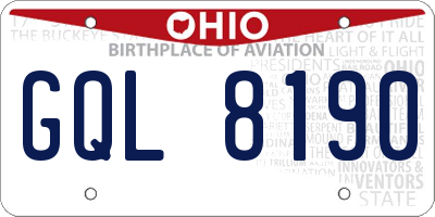 OH license plate GQL8190