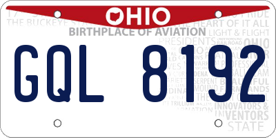 OH license plate GQL8192