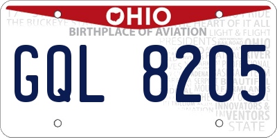 OH license plate GQL8205