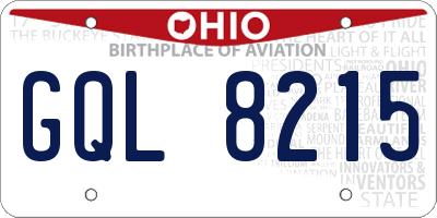 OH license plate GQL8215