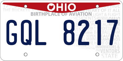 OH license plate GQL8217