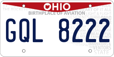 OH license plate GQL8222