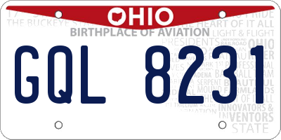 OH license plate GQL8231