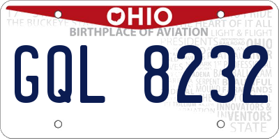 OH license plate GQL8232