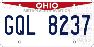 OH license plate GQL8237