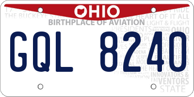 OH license plate GQL8240