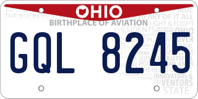 OH license plate GQL8245