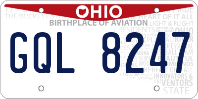 OH license plate GQL8247