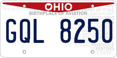 OH license plate GQL8250