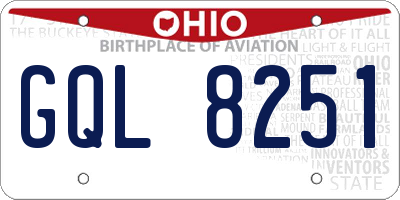 OH license plate GQL8251