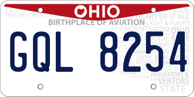OH license plate GQL8254