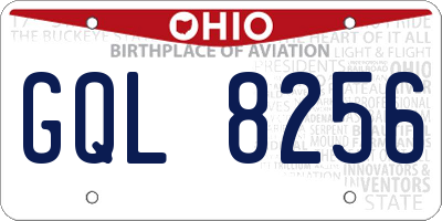 OH license plate GQL8256