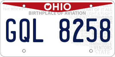 OH license plate GQL8258
