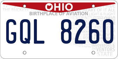 OH license plate GQL8260
