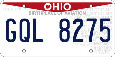 OH license plate GQL8275
