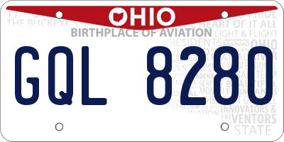 OH license plate GQL8280