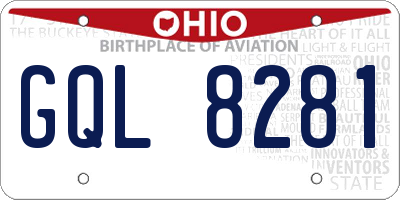 OH license plate GQL8281