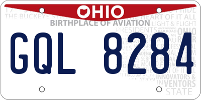 OH license plate GQL8284
