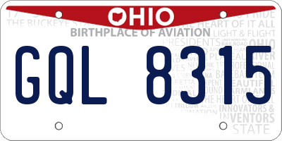 OH license plate GQL8315