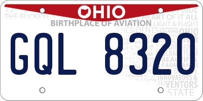 OH license plate GQL8320