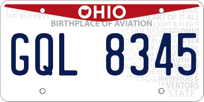 OH license plate GQL8345