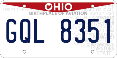 OH license plate GQL8351