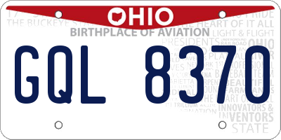 OH license plate GQL8370