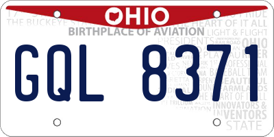 OH license plate GQL8371