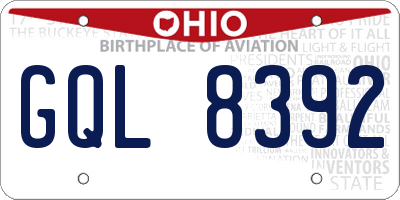 OH license plate GQL8392