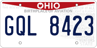 OH license plate GQL8423
