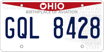 OH license plate GQL8428