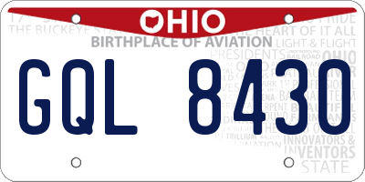 OH license plate GQL8430
