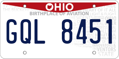 OH license plate GQL8451