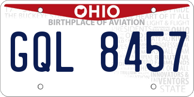 OH license plate GQL8457