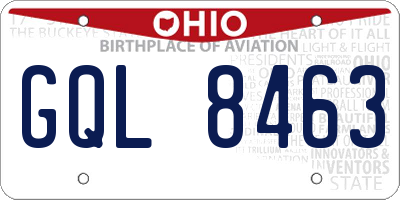 OH license plate GQL8463