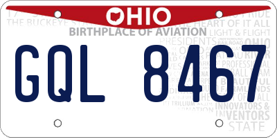 OH license plate GQL8467