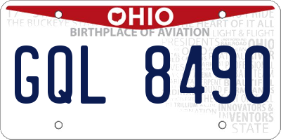 OH license plate GQL8490