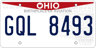 OH license plate GQL8493