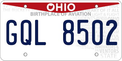 OH license plate GQL8502