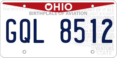 OH license plate GQL8512